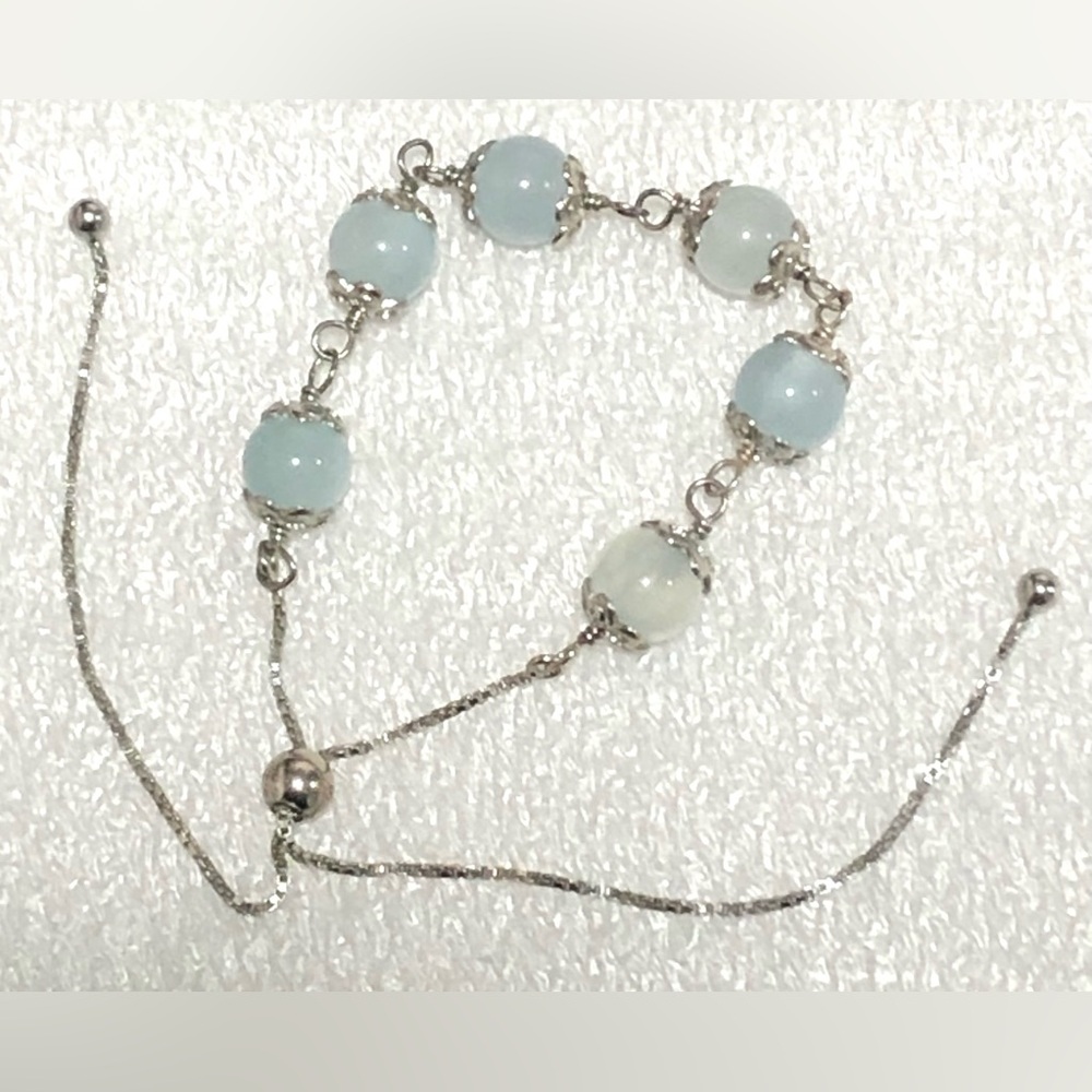 Elegant R B 925 sterling silver and Blue Beaded Bracelet